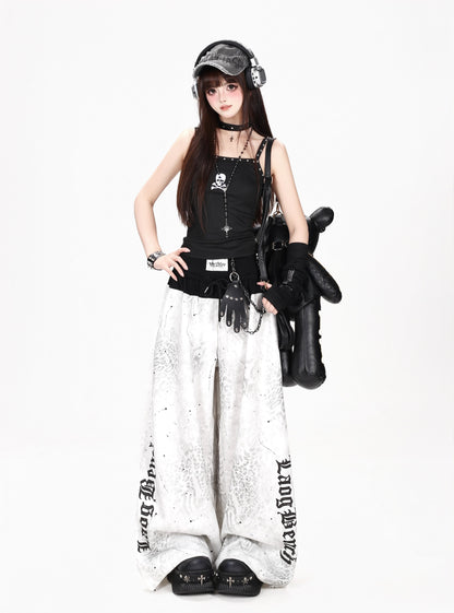 レオパード柄ヴィンテージロゴワイドスウェットパンツ
