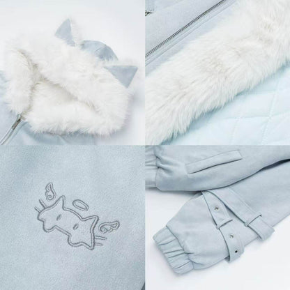 天使風 猫耳フード ファー中綿ブルゾン