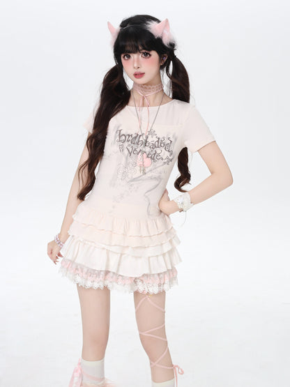 オフショルTシャツ｜アシメ・フリル・細見え