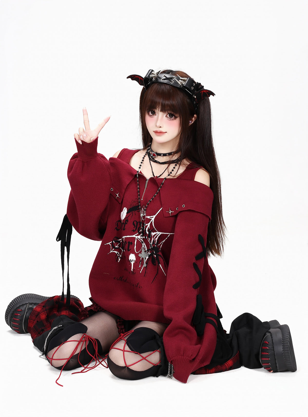 ゴシックグラフィックオフショルニット