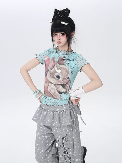 ドットレースうさぎTシャツ