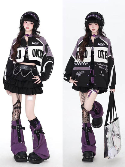 ストリート復古パッチワーク×ライダーズスタジャン（取り外し可能）