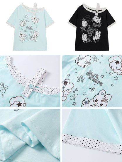 うさぎドットオフショルTシャツ