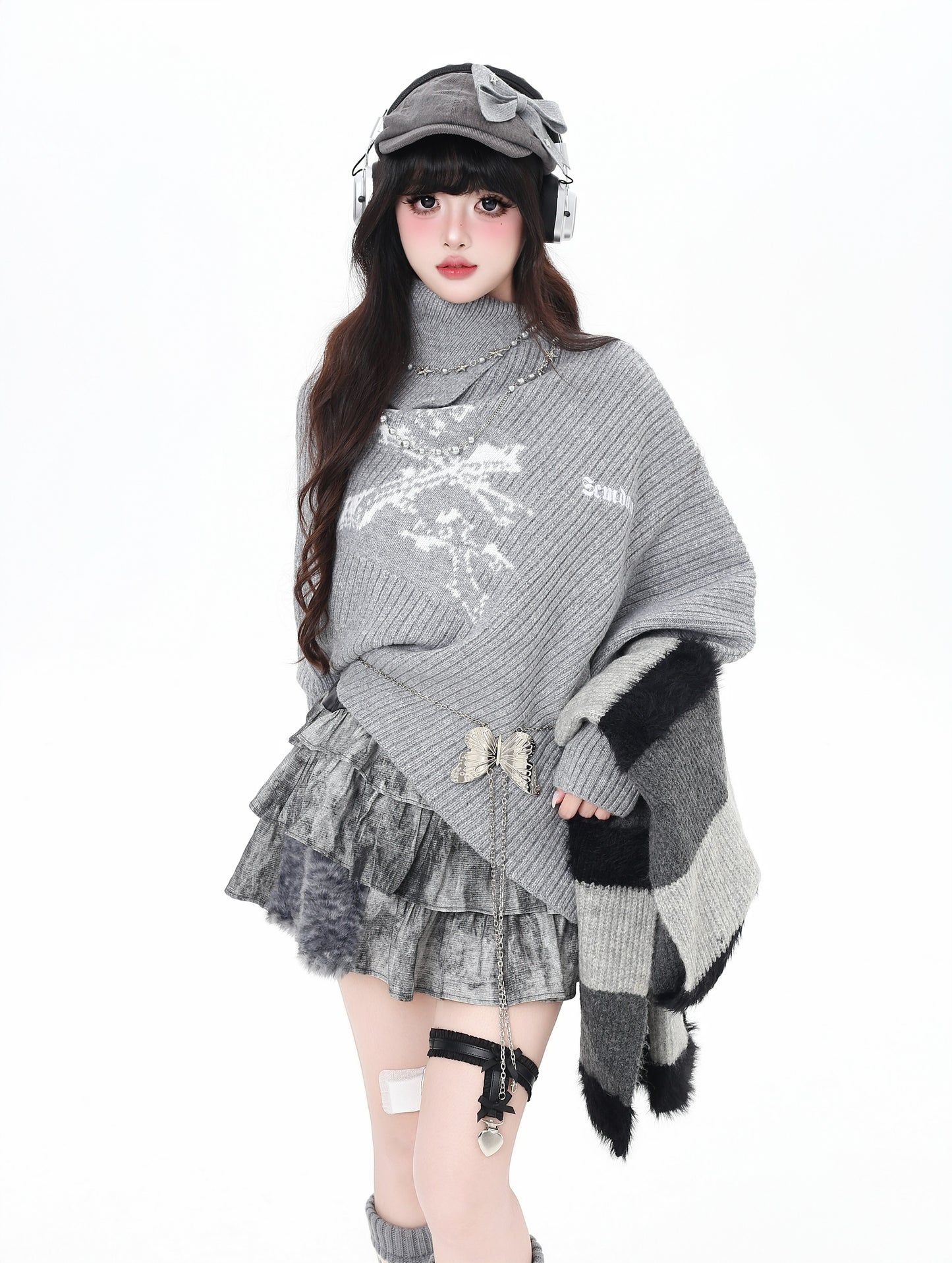 不規則ハイネックニット