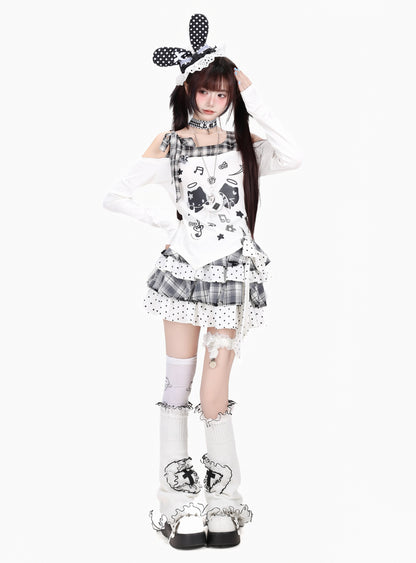 チェックリボンアシメロンT