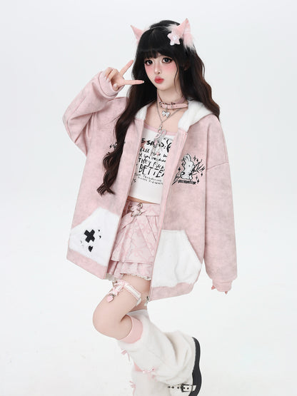 ふわもこうさ耳パーカー