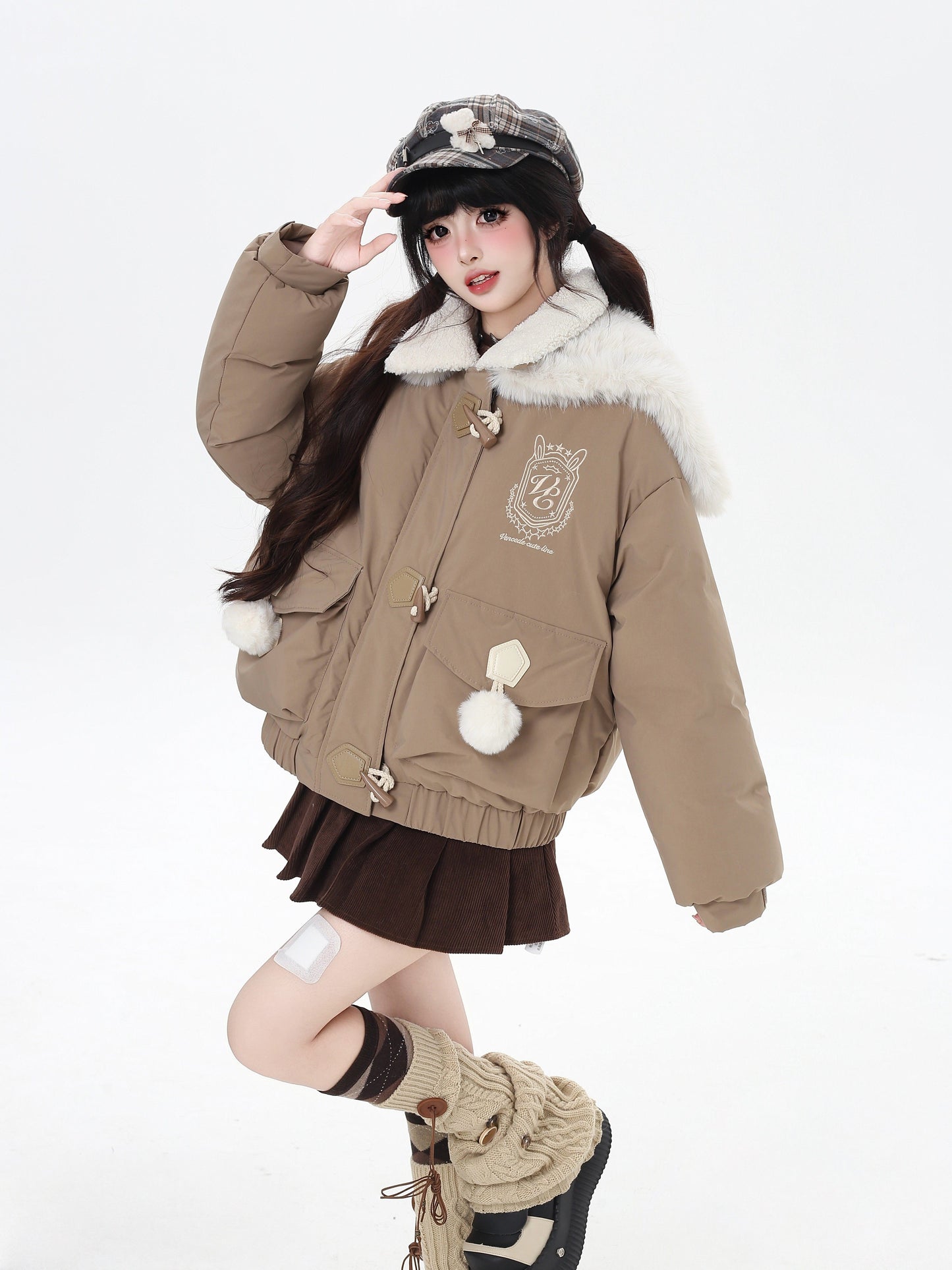 セーラーカラー ファー襟 中綿ブルゾン