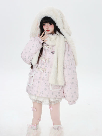 マカロンカラー フード付きルーズ中綿ジャケット｜冬の甘めサブカル