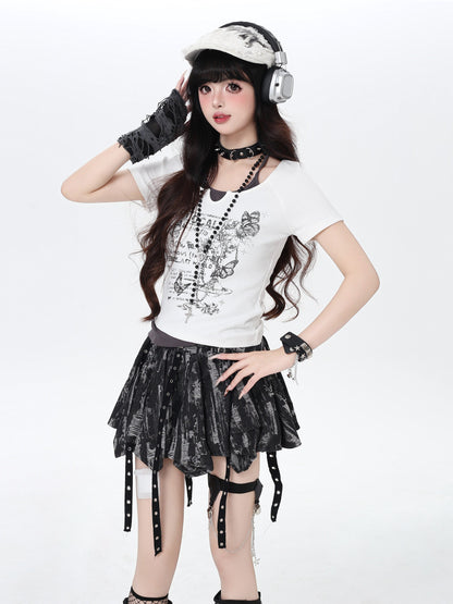 配色切替ホルターネッククロップドT