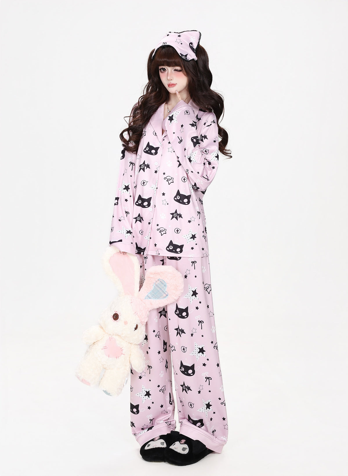 ねこ×スター総柄ルームウェアセットアップ