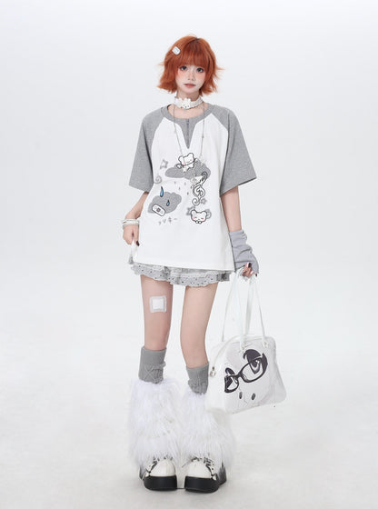 配色切替ゆるかわTシャツ
