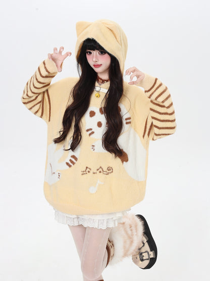 鈴猫ストライプふわもこニット