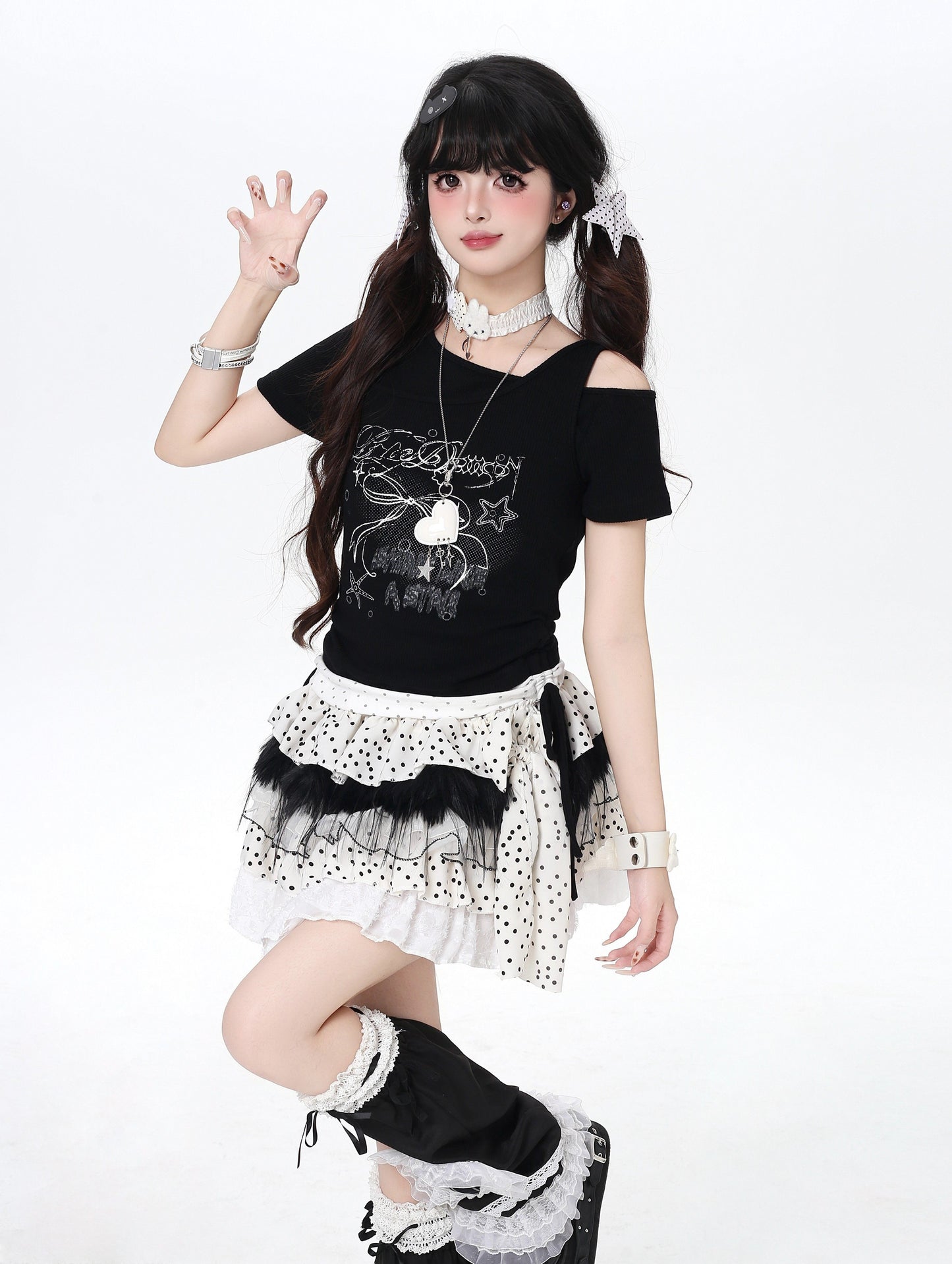 ドロストワンショルレイヤード風T