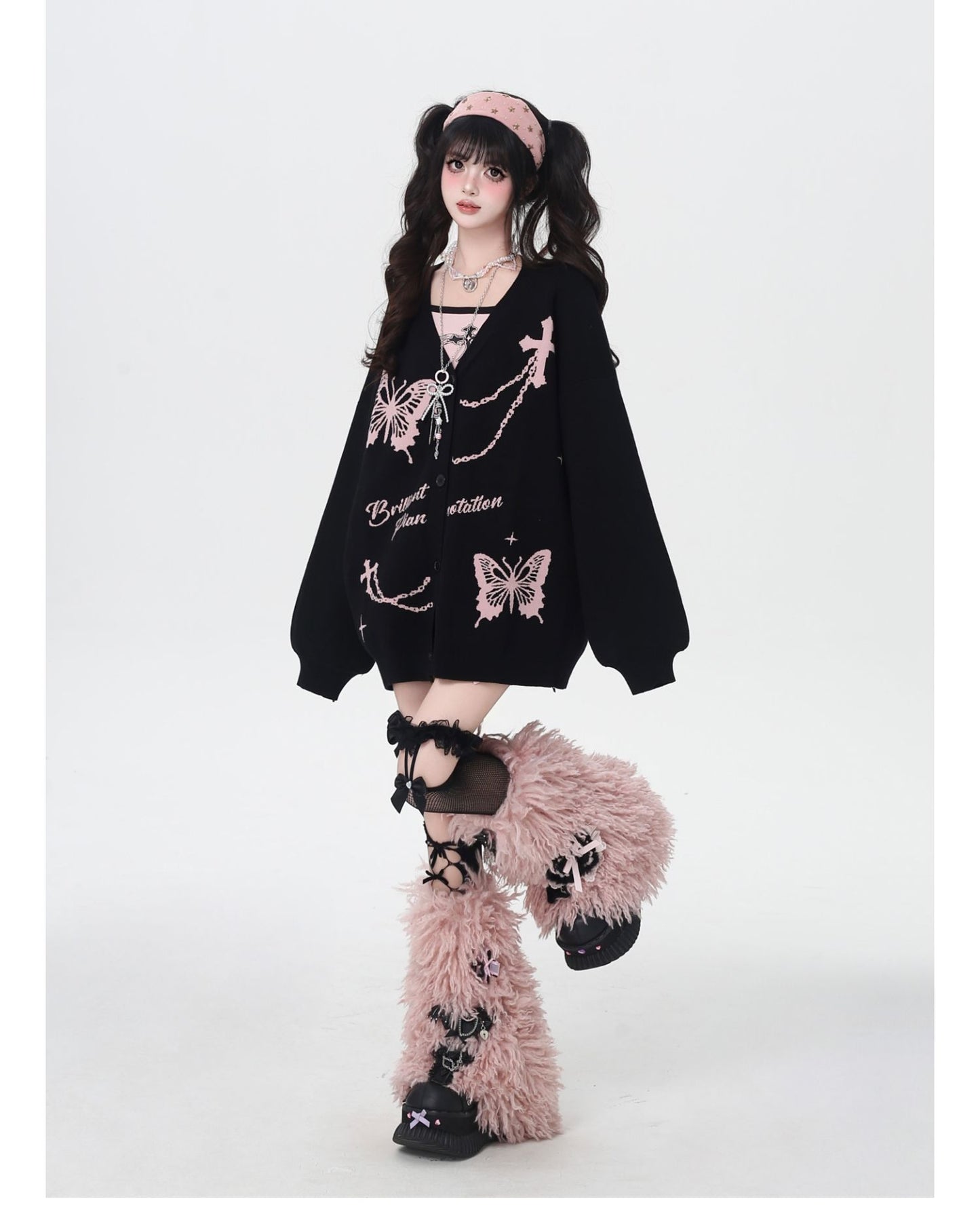 スイート×クールVネック十字架デザインニットカーディガン