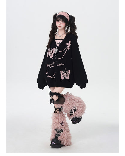 スイート×クールVネック十字架デザインニットカーディガン