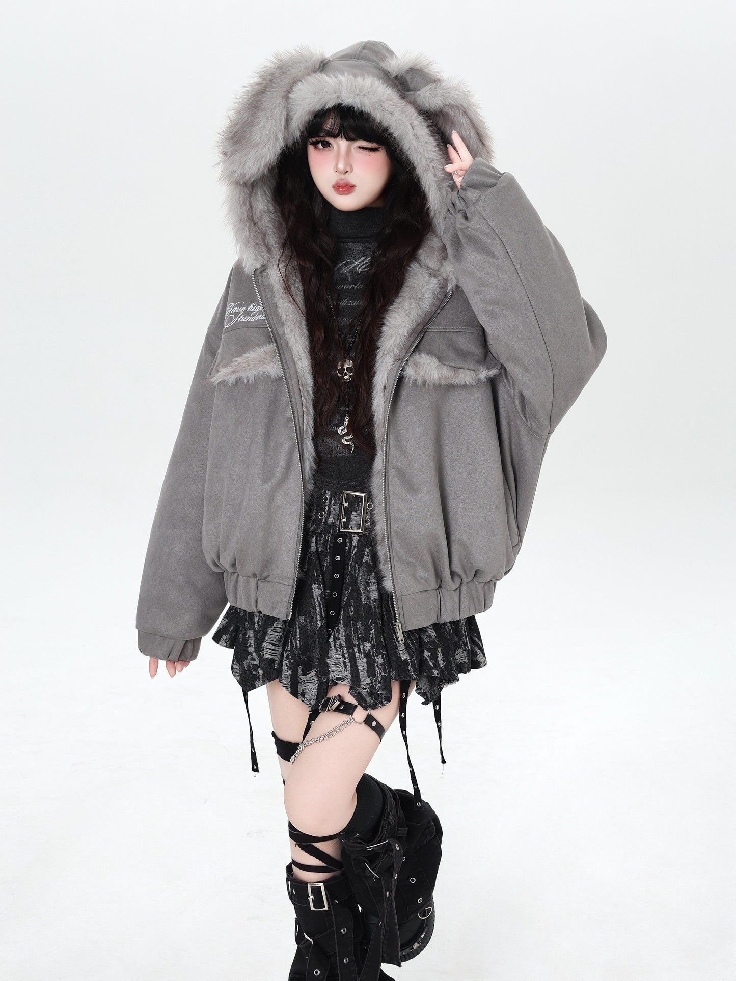 うさ耳 ショート中綿ジャケット