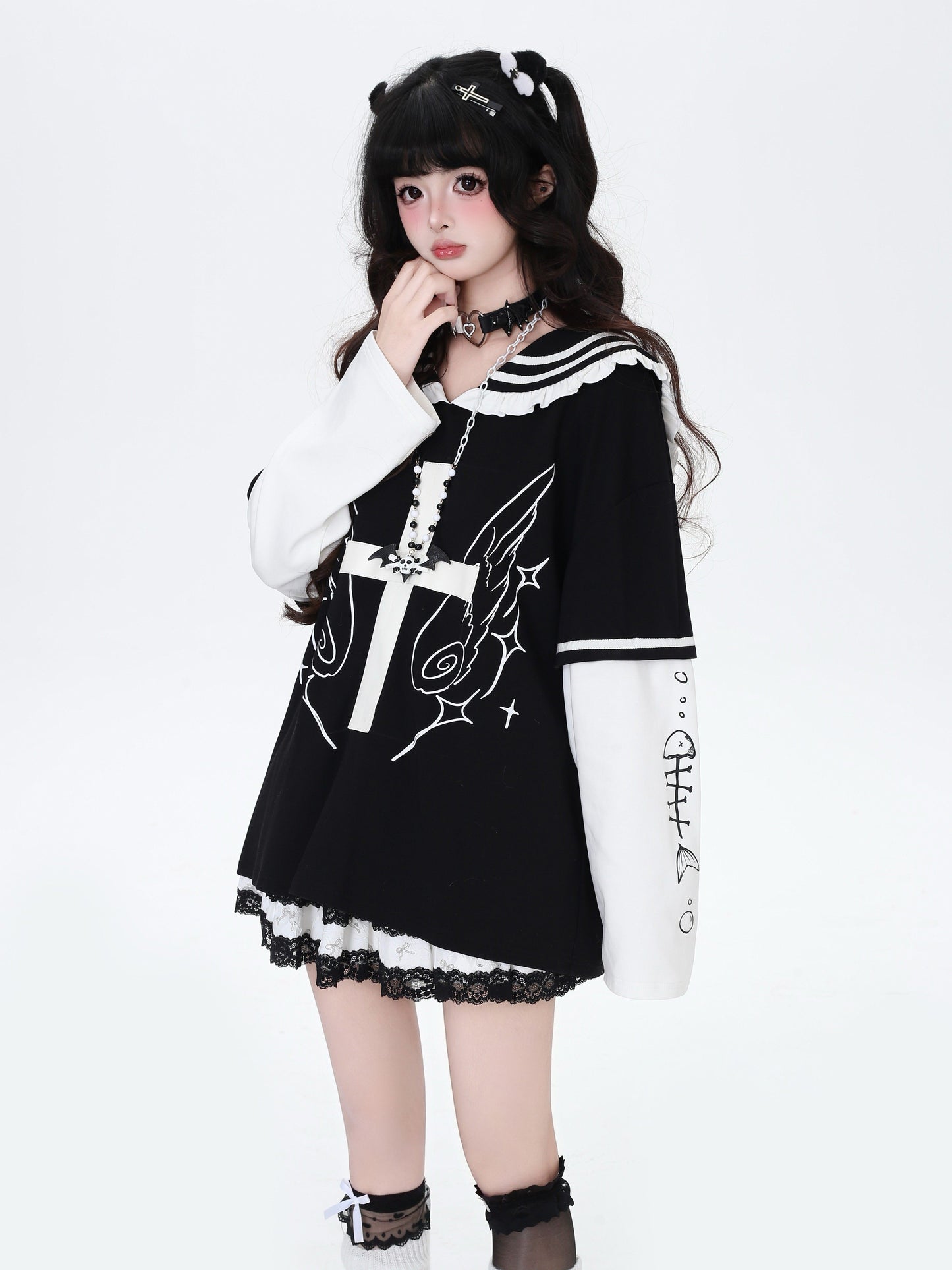 セーラーカラートップス｜地雷ガーリー・袖取り外し