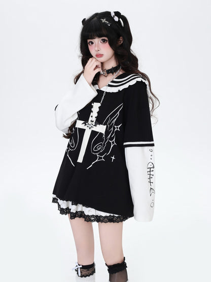 セーラーカラートップス｜地雷ガーリー・袖取り外し