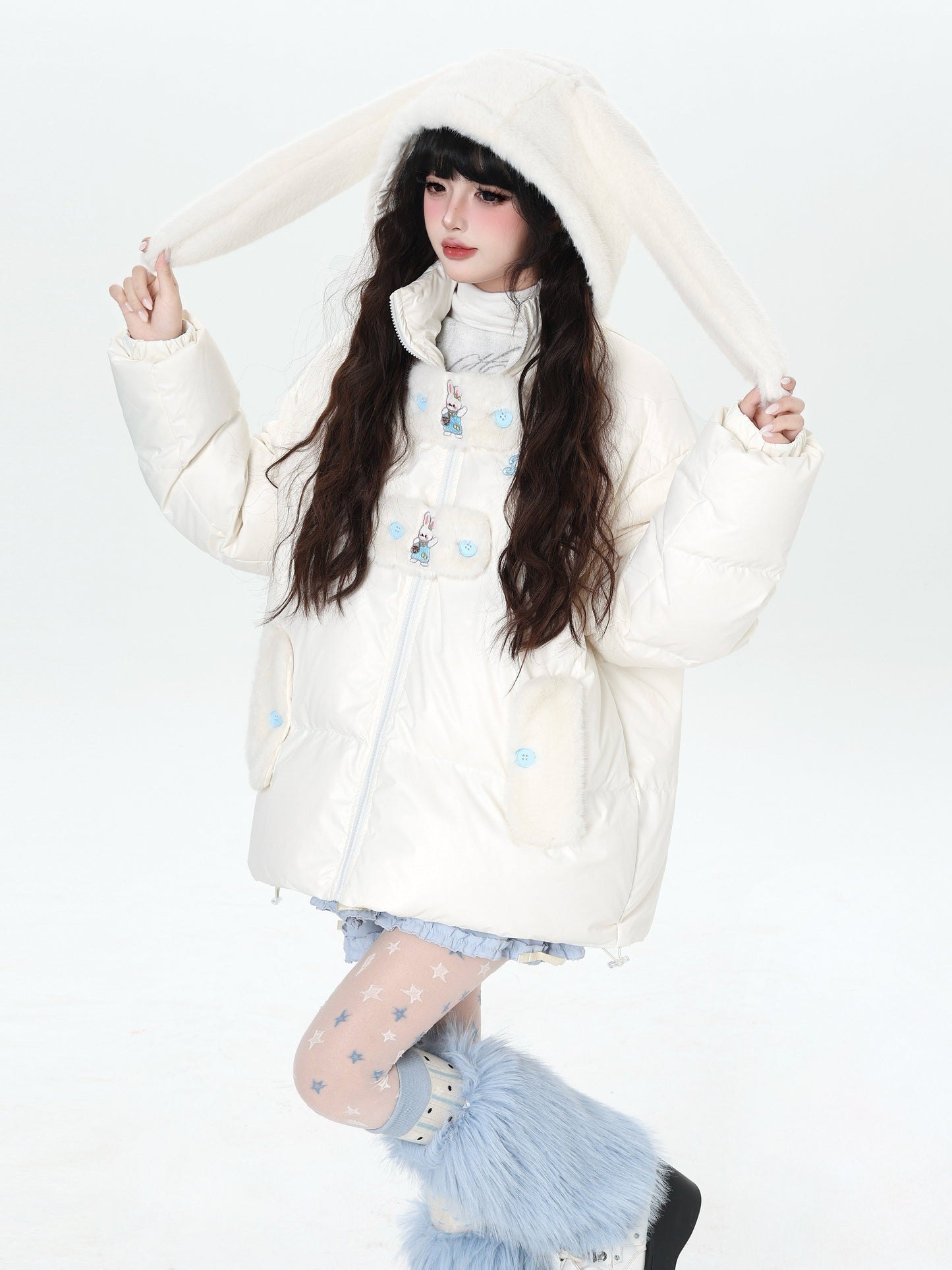 うさ耳フード ボリュームダウンジャケット