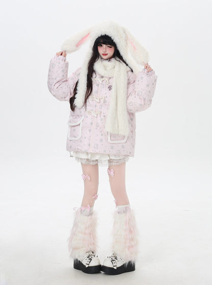 マカロンカラー フード付きルーズ中綿ジャケット｜冬の甘めサブカル