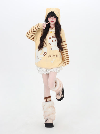 鈴猫ストライプふわもこニット