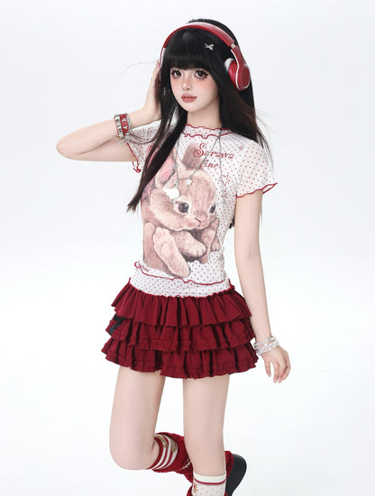 ドットレースうさぎTシャツ