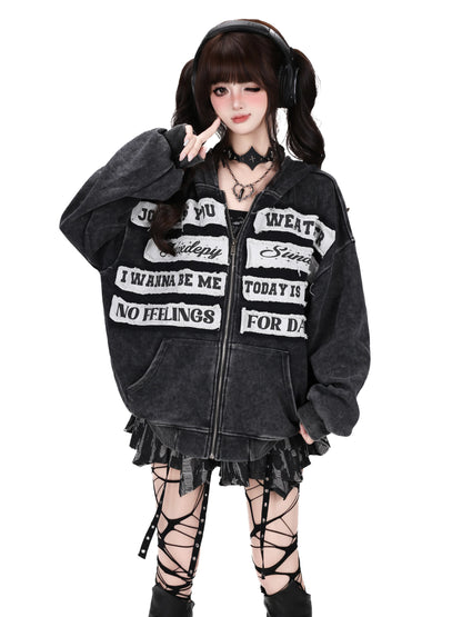 ロゴワッペンヴィンテージフードジャケット
