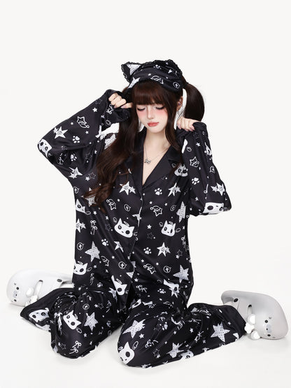 ねこ×スター総柄ルームウェアセットアップ
