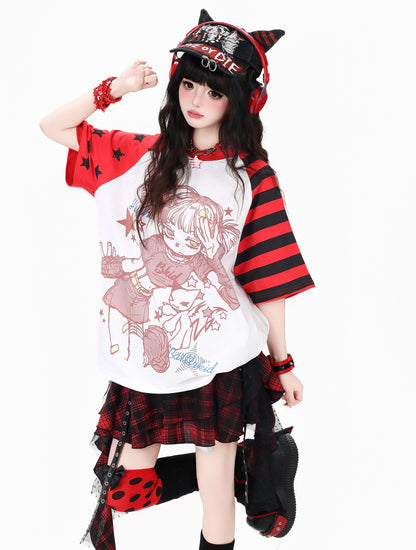 星柄ラグランTシャツ