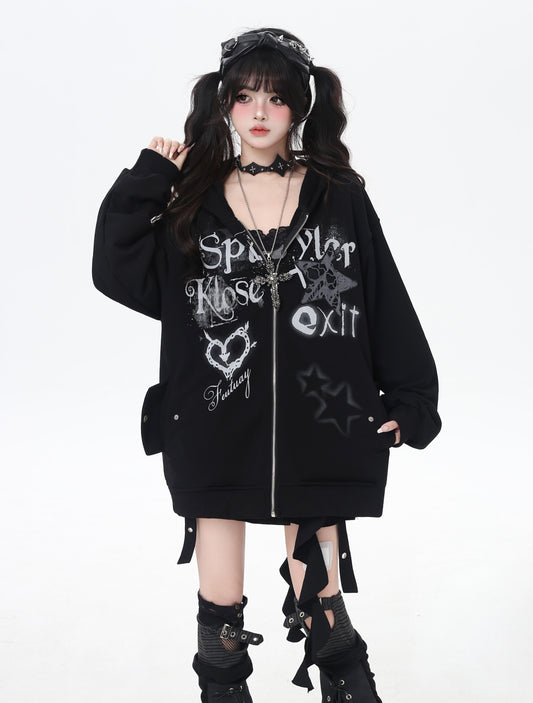 地雷系ゆるシルエット闇かわいいギャルパーカー
