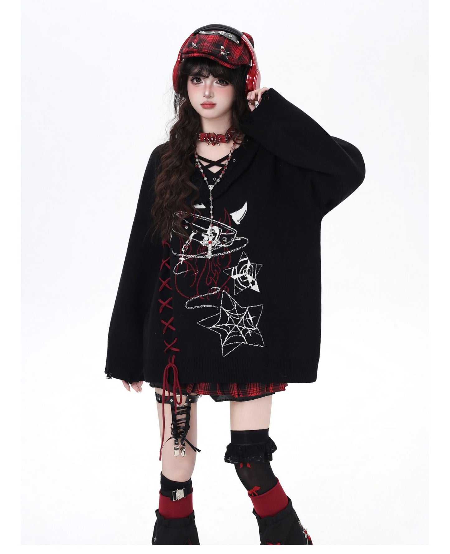 ゴシック×クロスデザイン♪ゆるめニット秋冬
