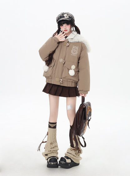 セーラーカラー ファー襟 中綿ブルゾン
