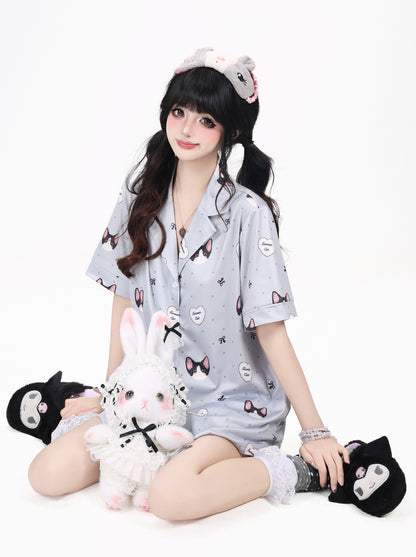 猫プリントガーリールームウェアセット