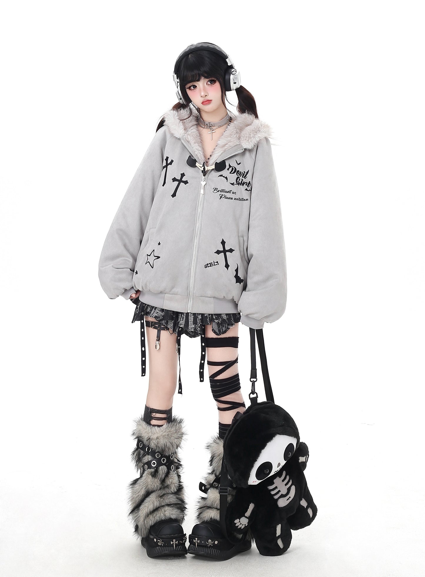 悪魔バニー×ふわもこムートン中綿コート