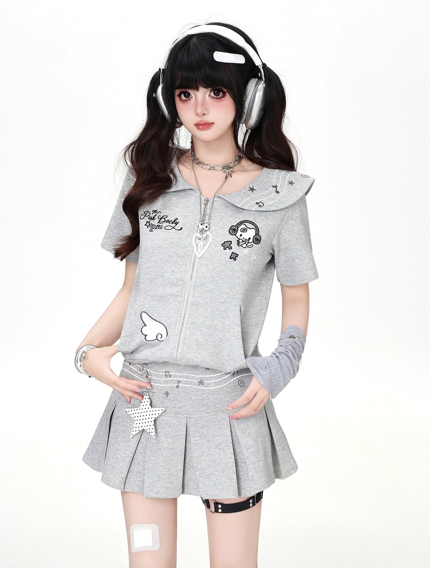 ネコ刺繍セーラーTシャツ