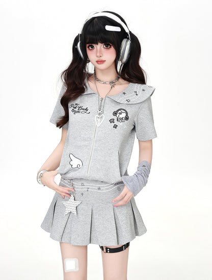 ネコ刺繍セーラーTシャツ
