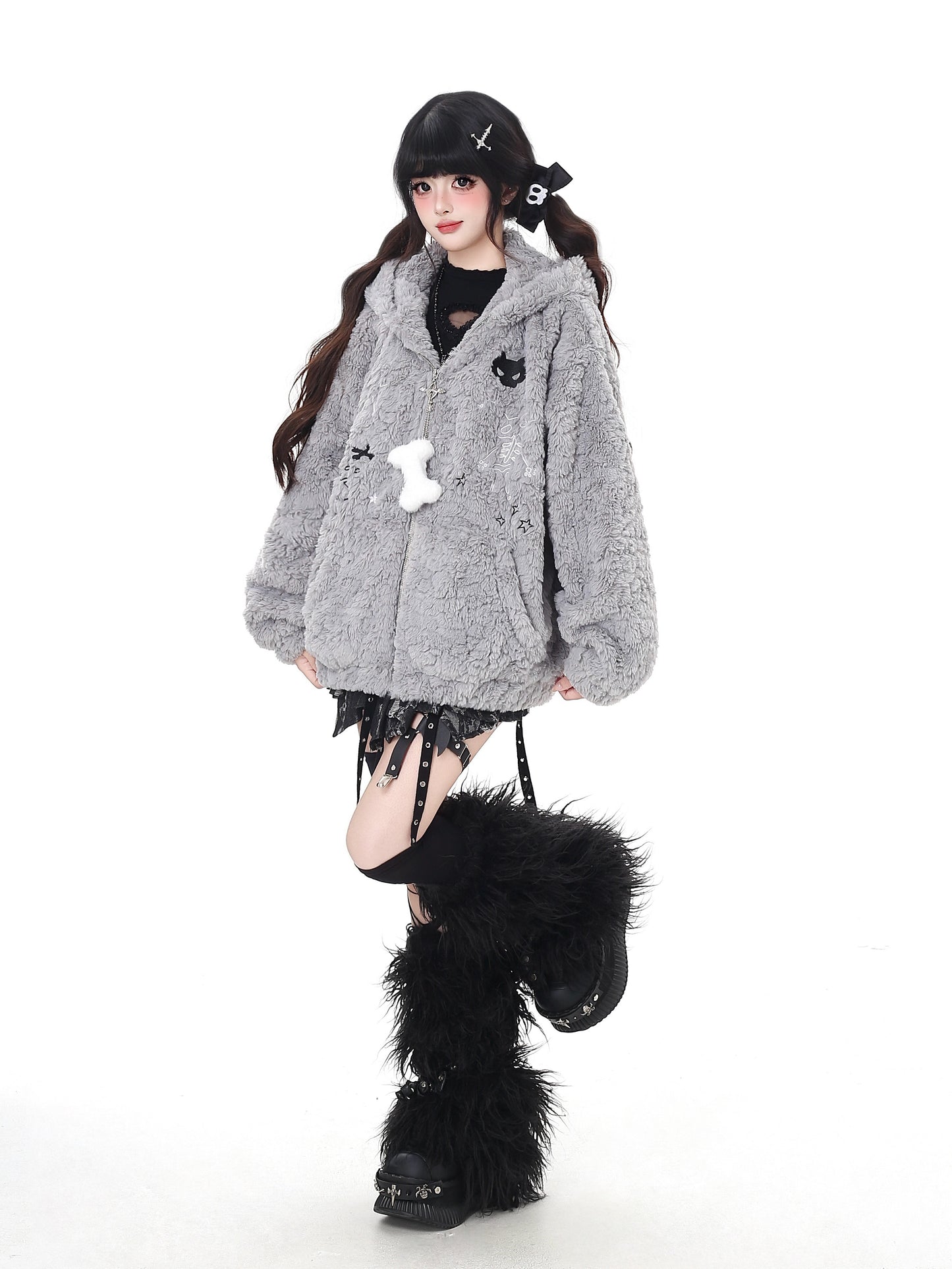 猫耳フード付き ルーズボアブルゾン｜冬のゆる地雷アウター