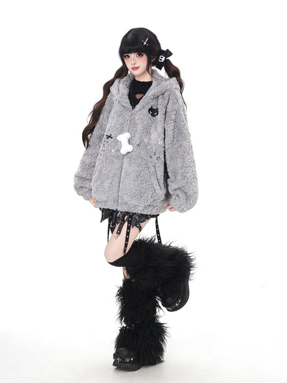 猫耳フード付き ルーズボアブルゾン｜冬のゆる地雷アウター