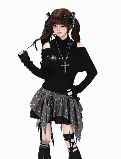 ハイネックレイヤード風フィットロンT