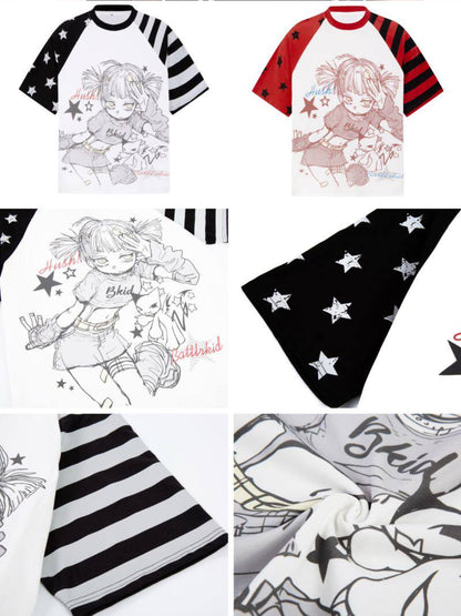星柄ラグランTシャツ