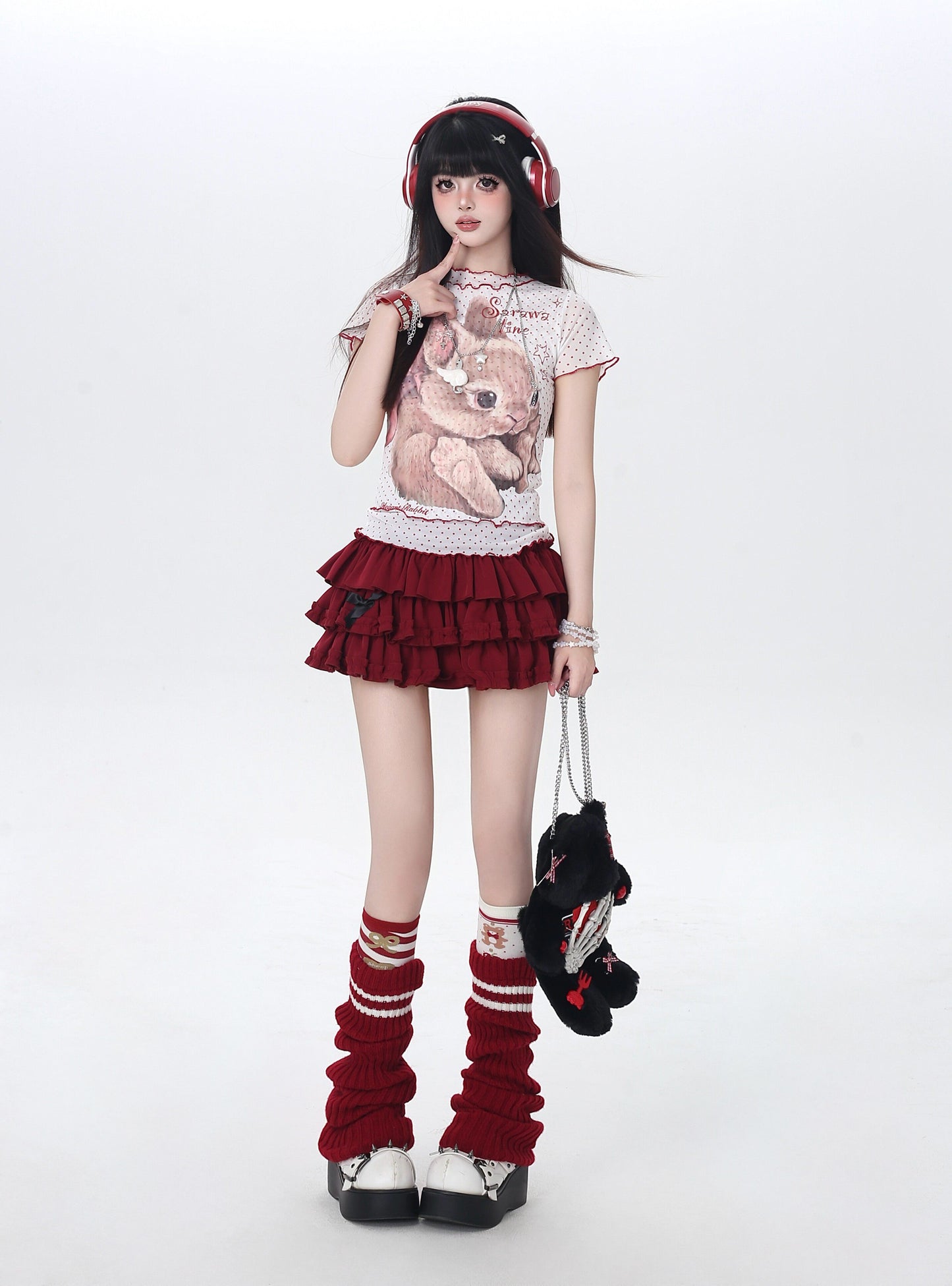 ドットレースうさぎTシャツ