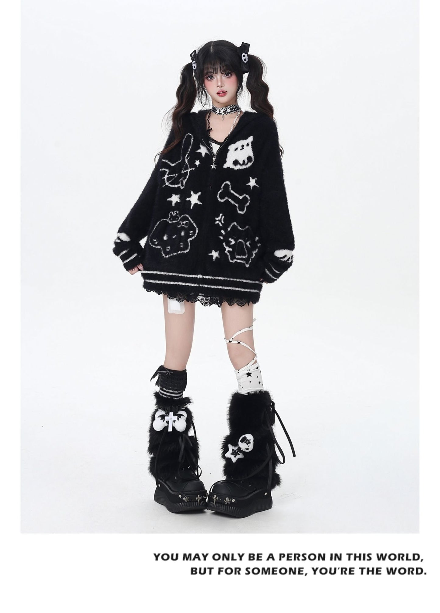 アニマル耳フーディーカーデ秋冬