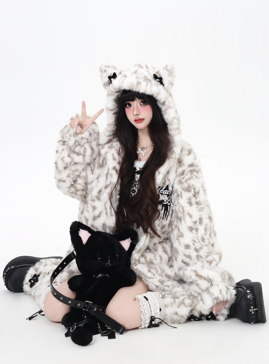 レオパ刺繍×もこもこボアジャケット｜冬あったか地雷ガール必見