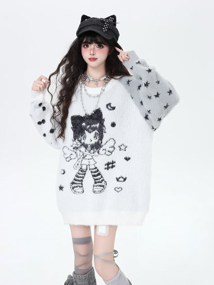 ラグラン×バイカラー♡ふわふわ天使ガーリーニット