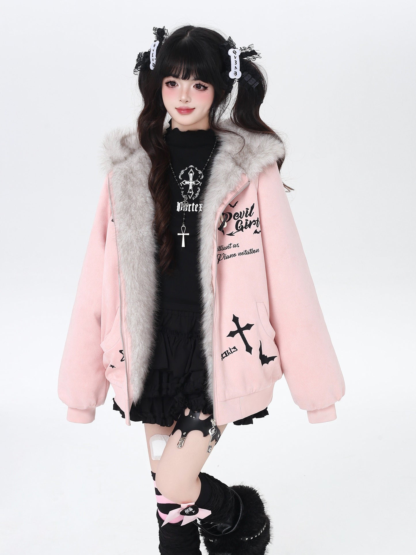 悪魔バニー×ふわもこムートン中綿コート