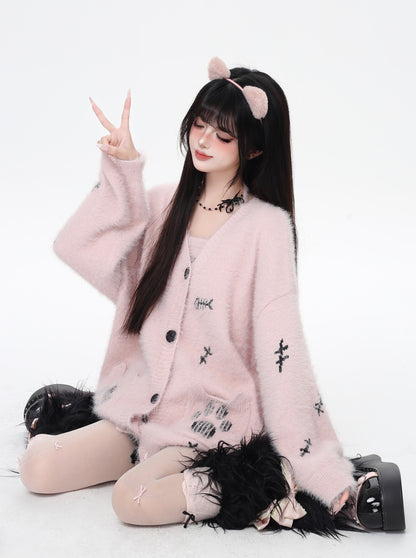 猫の手モチーフ♡ゆる甘ニットカーディガンセット