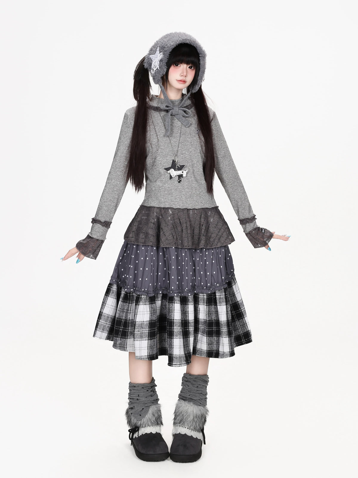 子鹿柄ふわふわダッフルベスト