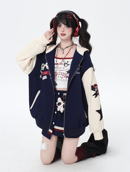 くま刺繍ストリートブルゾン｜ゆる甘カジュアルアウター