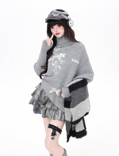 不規則ハイネックニット