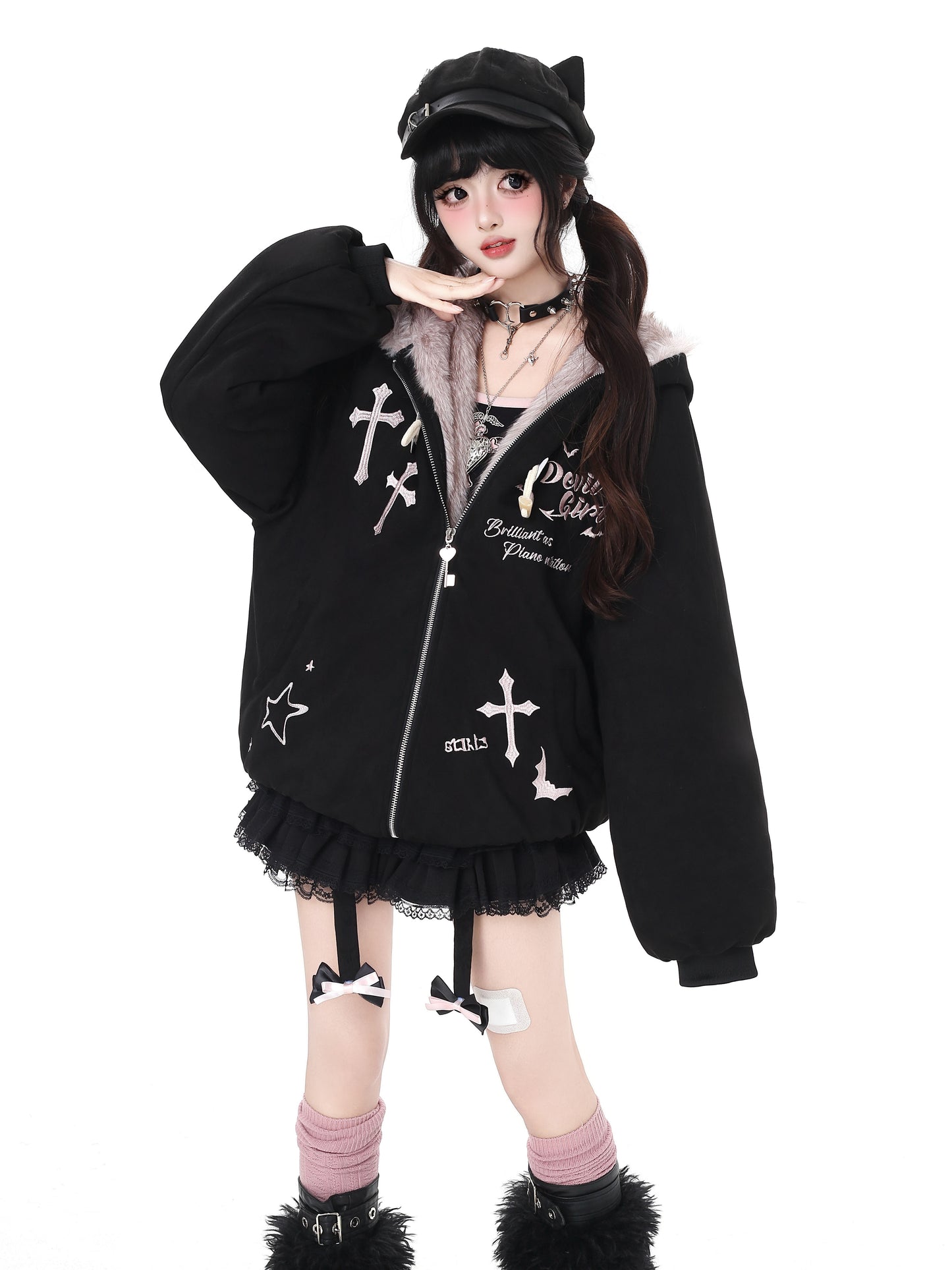 悪魔バニー×ふわもこムートン中綿コート